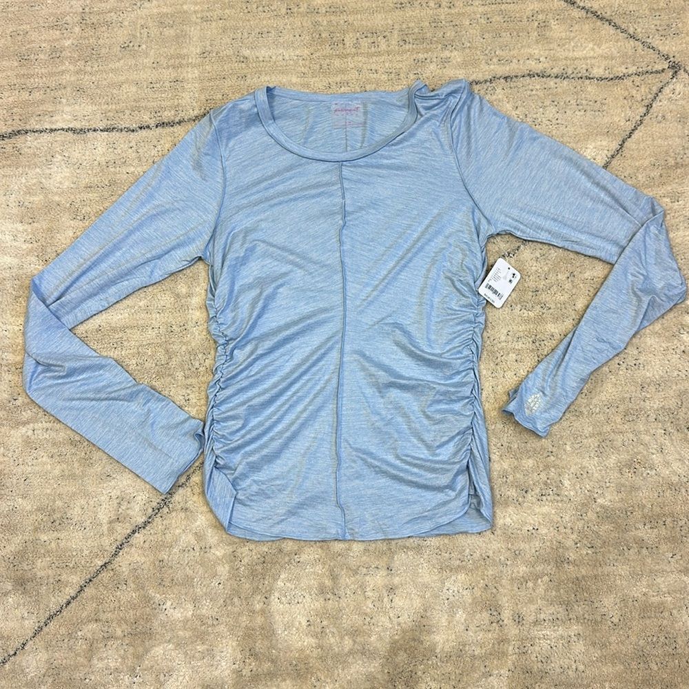 Free People Movement X HATCH Right On Run Layer Large Top Light Blue Maternity - Picture 3 of 6